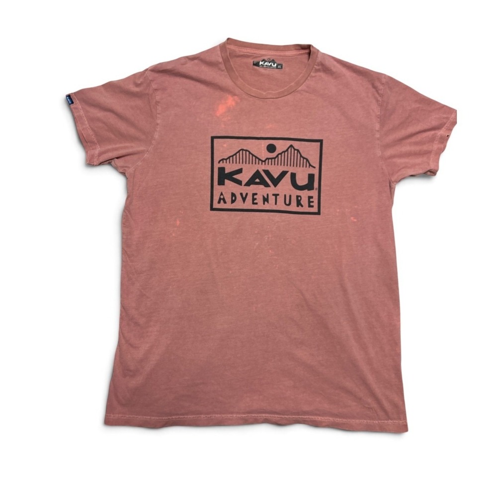 KAVU Adventure Graphic  Mens XL Terra Cotta Hue Organic Cotton Distressed